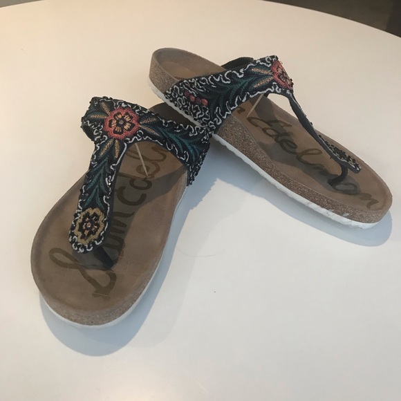 Sam Edelman Shoes - Beaded and embroidered t-strap cork base sandals